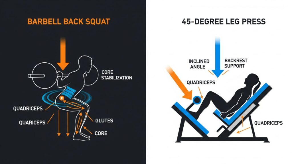 Difference Between Leg Press and Squat Strength